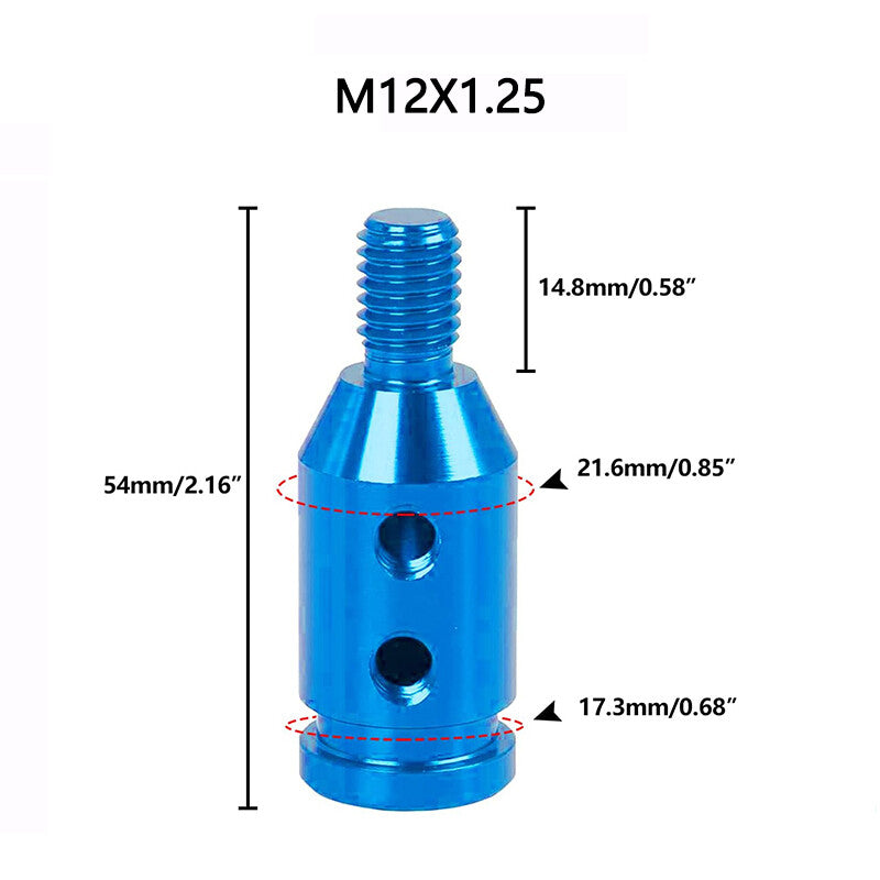 M12 x 1.25 Car Gear Shift Knob Adapter for Non Threaded Shifter Blue Universal