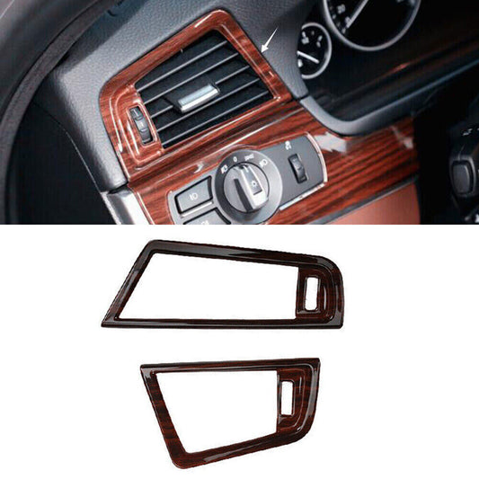 for BMW 5 Series 2011-16 Red Wood Grain Inner Front Side Vent Overlay Cover Trim