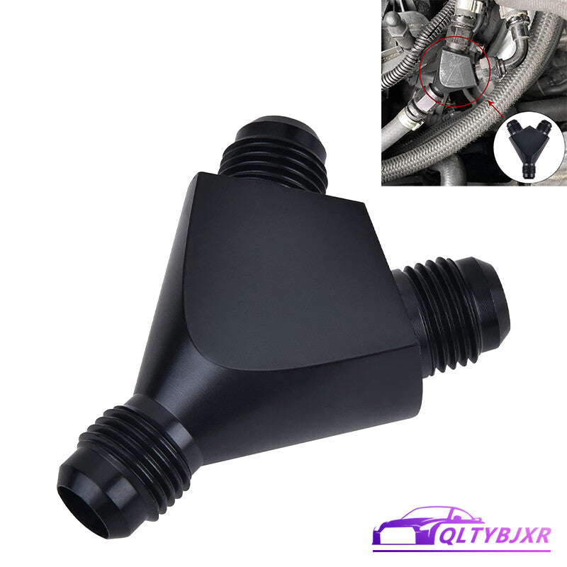 8AN Y Block Fuel Y Fitting Junction Coupler Male 8/8/8 Parallel Exits Black