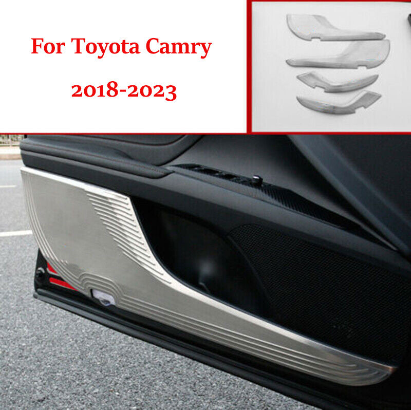 for Toyota for Camry 2018-2023 Silver Steel Inner Door Anti-kick Panel Cover Trim 4x