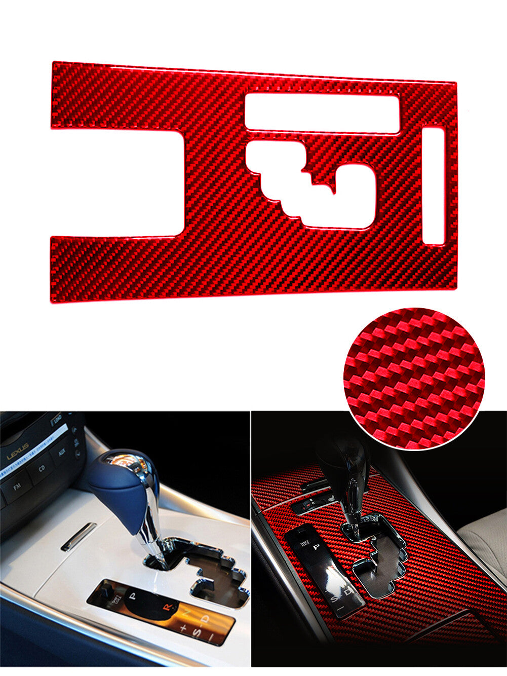 Red Carbon Fiber Gear Shift Box Panel Trim Type-A for Lexus IS250 2006-2012