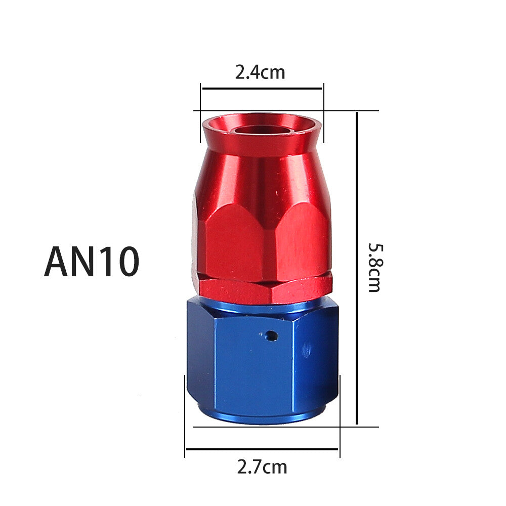 10AN PTFE Hose End Fittings Straight Aluminum Swivel AN10 For PTFE Hose Only Red