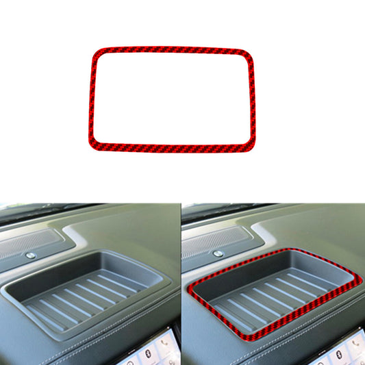 Red Carbon Fiber Dashboard Above Storage Cover Trim for Ford Ranger 2019-2022
