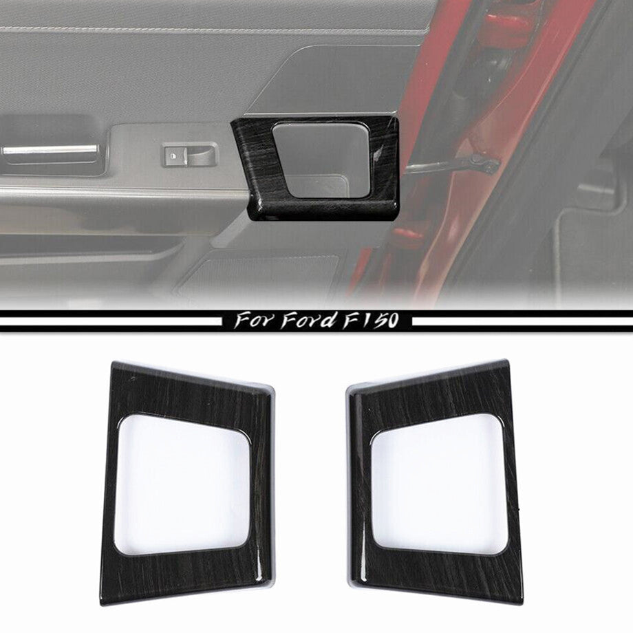 Suitable for 21-23 for Ford F150 Black Wood Grain Rear Door Armrest Storage Panel Cover Trim