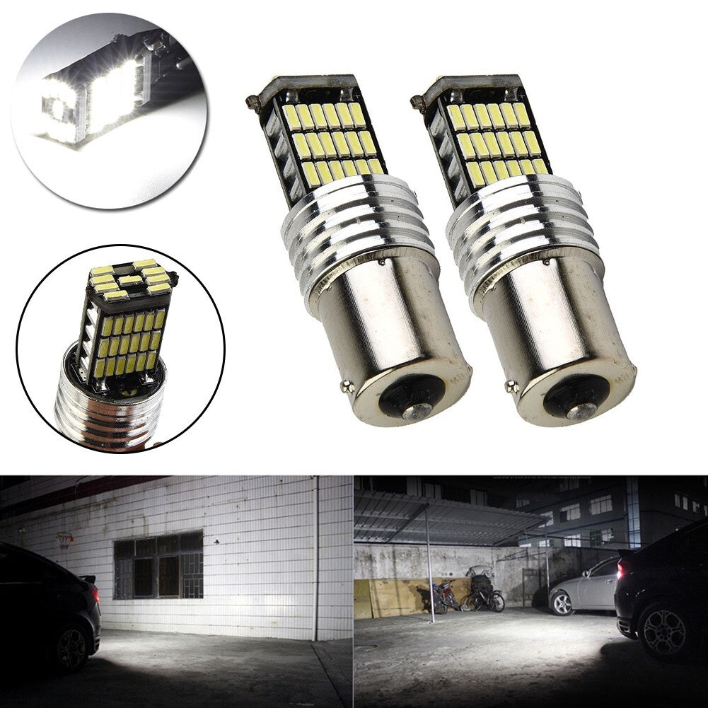 2PCS P-21W 1156 BA15S LED Bulb Car Turn Signal Reverse Brake Light White 12V DC