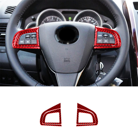 4X Red Carbon Fiber Steering Wheel Buttons Cover Trim for Mazda CX-9 2010-2015