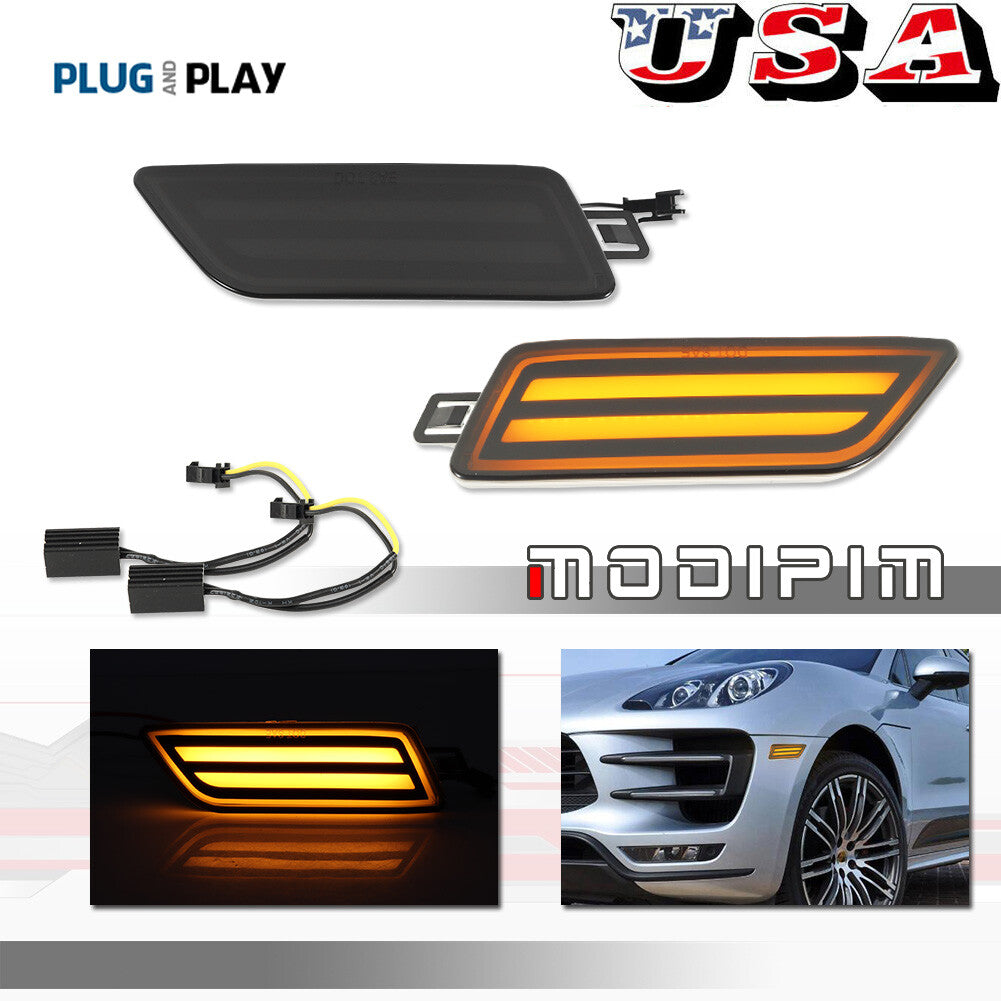 Suitable for 14-24 for Porsche Macan 95B Amber LED Smoke Turn Signal Side Marker Lights