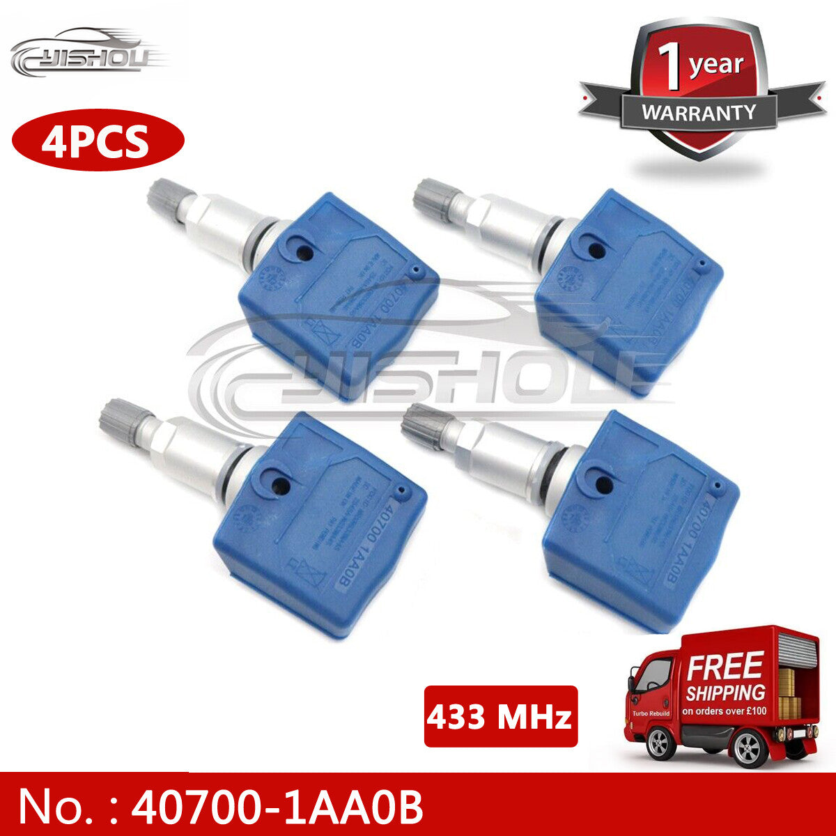 Four TPMS tire pressure sensors suitable for Nissan Maxima, Altima, and for Infiniti 40700-1AA0B