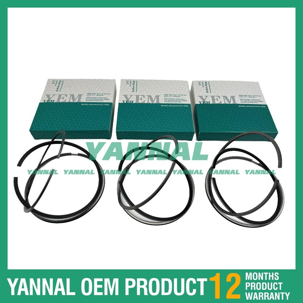 3 new D782 Piston Ring Sets (STD) for Kubota GR2110, ZD21, B7410, and L200 Tractors