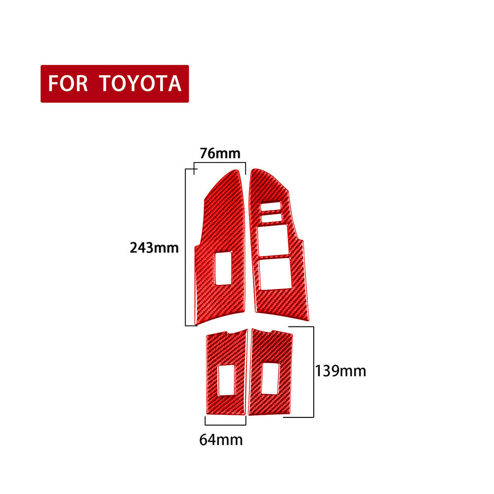 Red Carbon Fiber Window Lift Switch Button Panel Trim For T@yota for Corolla 2014-18