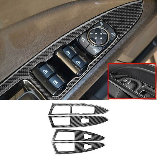 4-Piece Carbon Fiber Window Control Panel Cover Trim for Ford Fusion 2018-19