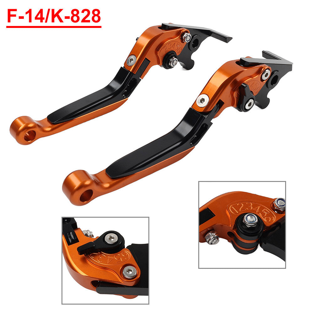 CNC Folding Extendable Brake Clutch Levers for Kawasaki Z1000 ZX9R ZX6R Orange