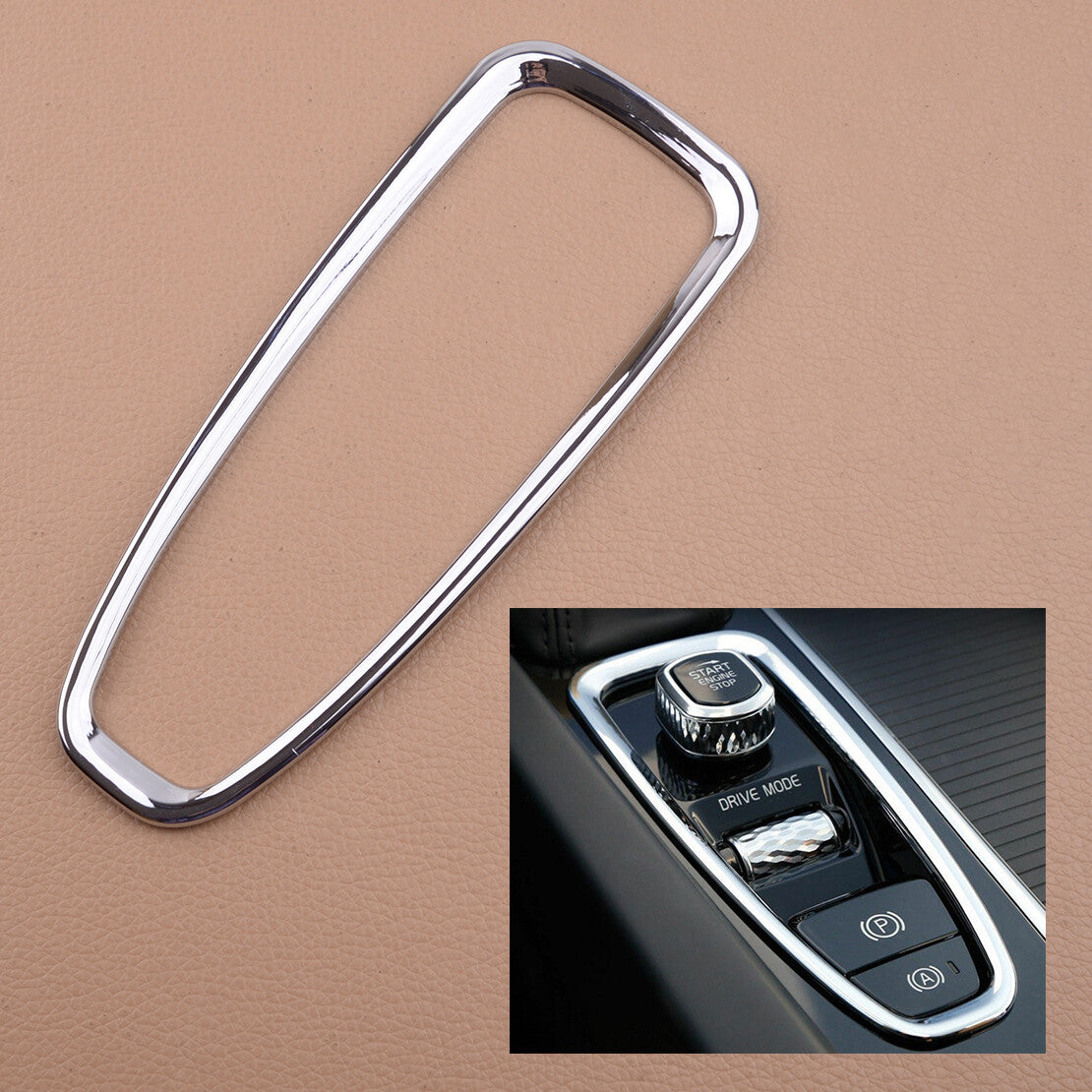 Silver Console Gear Shift Box Frame Cover Trim Fit for VOLVO S90 V90 17-2019
