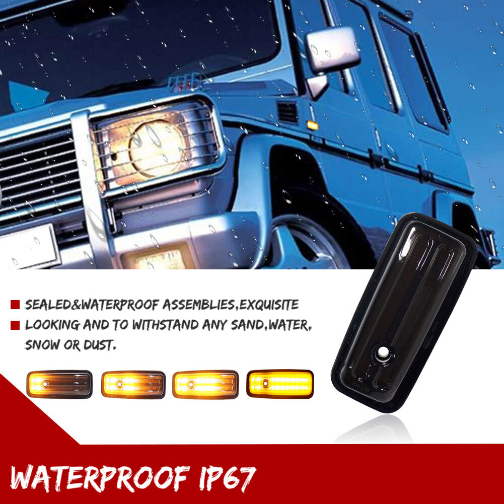 Smoked lens sequence amber LED side marker light for Mercedes G Series 1986-02