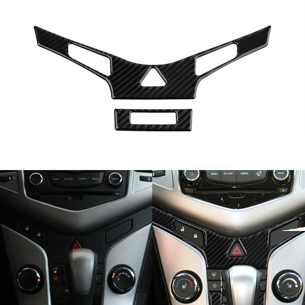2Pcs Carbon Fiber Air Conditioner Panel Cover Trim for Chevrolet for Cruze 2009-2015