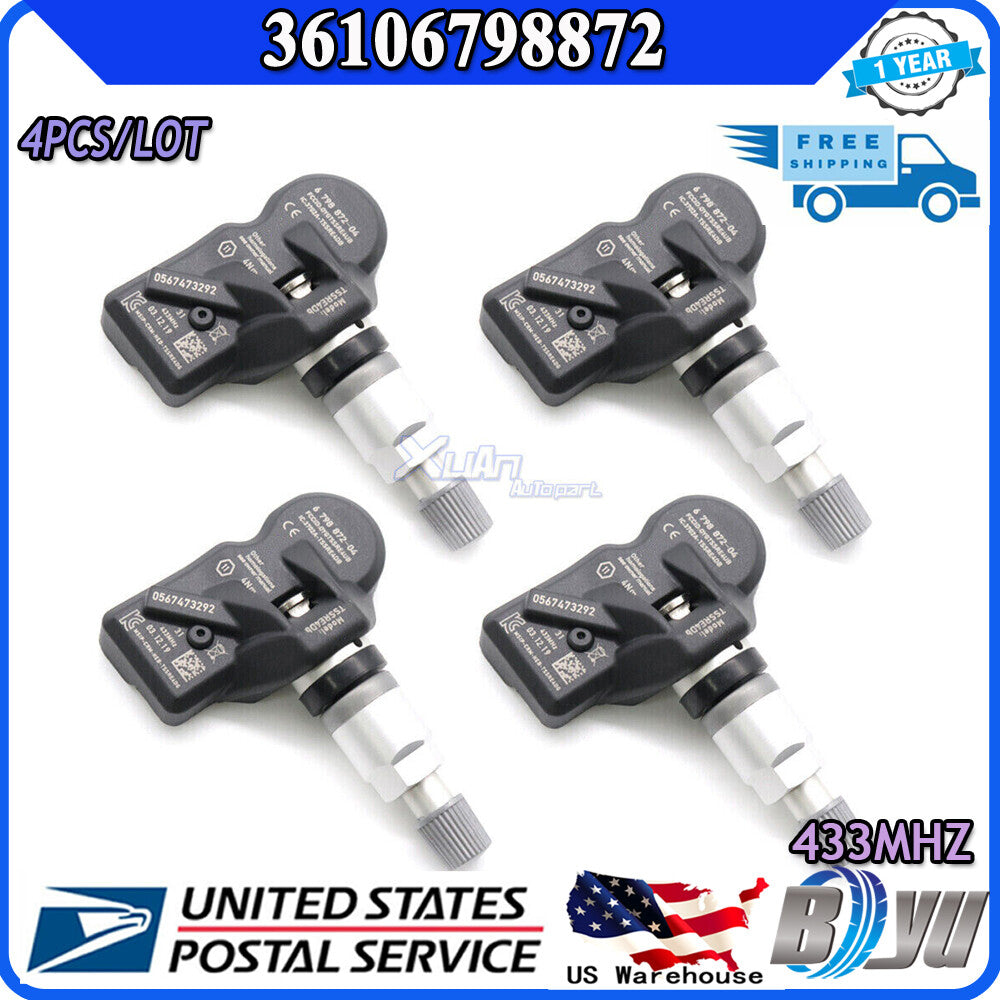 4-piece TPMS sensor 433MHz tire pressure monitoring system for BMW #6798872 36106874830