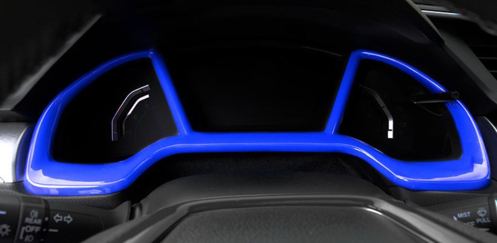 CarFor for Honda for Civic 10th 16-21 Blue ABS Middle Console Dashboard Strip Panel Trim