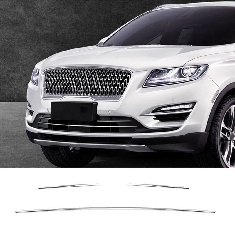 Front Center Mesh Grille Grill for Lincoln MKC 2019 Silver Strip Trim Titanium