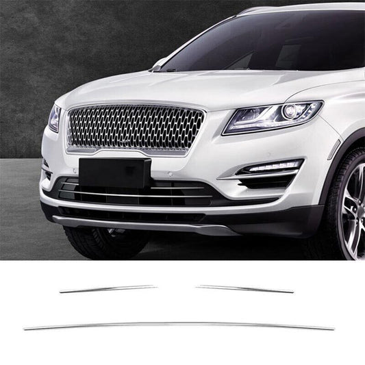 Front Center Mesh Grille Grill for Lincoln MKC 2019 Silver Strip Trim Titanium