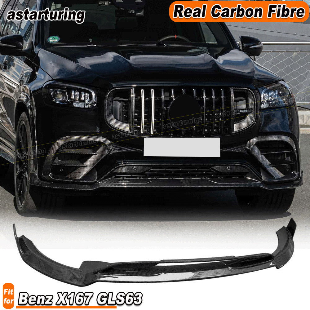 for Mercedes-Benz X167 GLS63 AMG 2020-2024 REAL CARBON Front Bumper Lip Spoiler