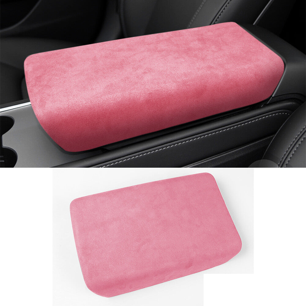 Suede Pink Car Center Console Armrest Box Panel Cover for Tesla Model 3 2017-23