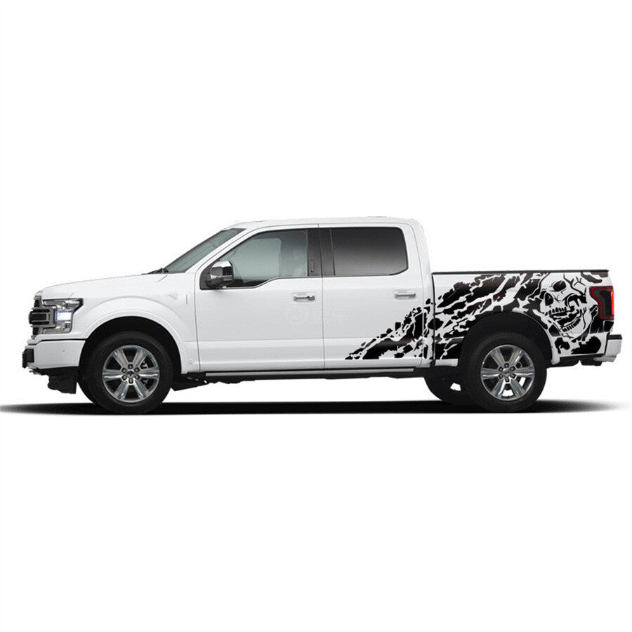 Pair New Black Car Skull Decal Vinyl Sticker For Pickup for Dodge 4x4 Off Road for GMC
