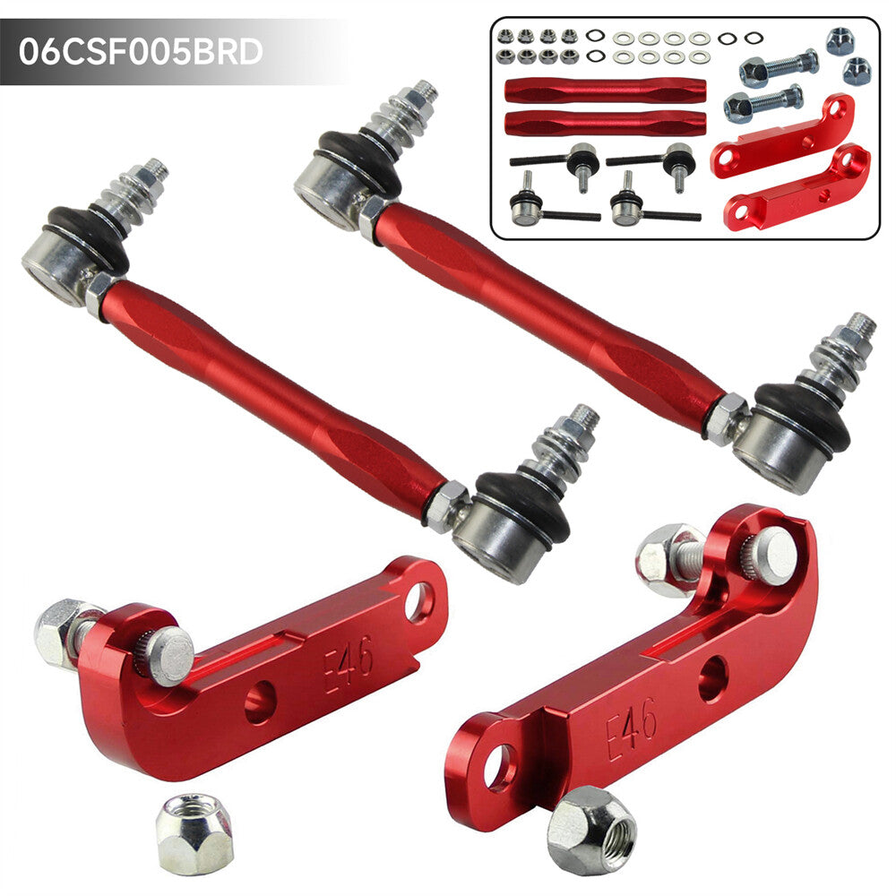 Tuning Drift turn angles 25%-30% + Sway Bar Drop Links Kit for BMW E46 98-06 Red