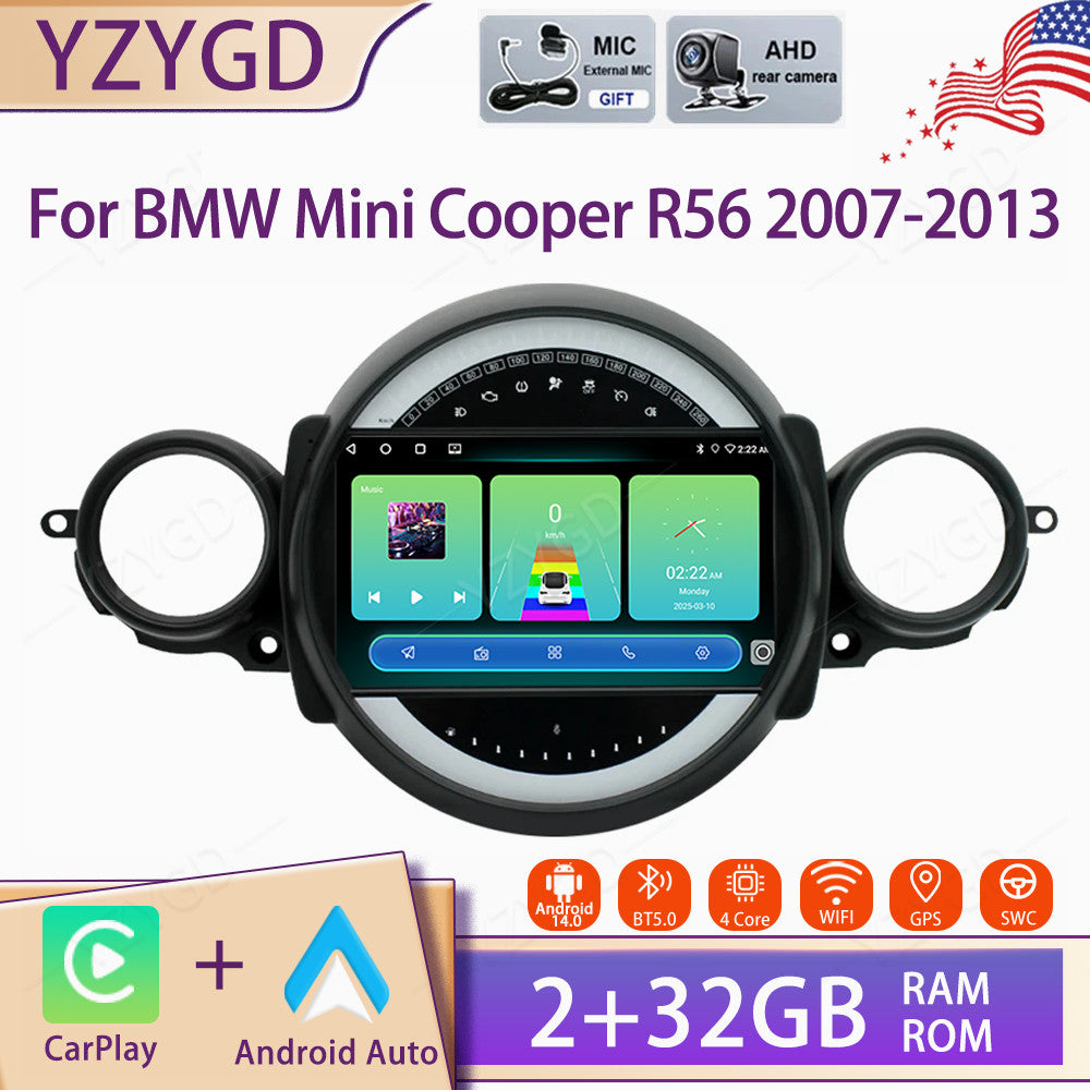 Android Car Radio CarPlay for BMW for Mini Cooper R56 2007-2013 Stereo GPS Screen BT