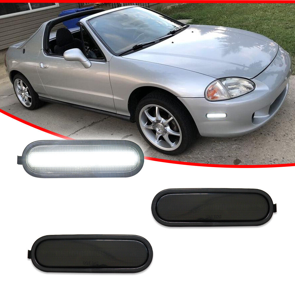 Smoked white LED front marker lights for 1993-97 for Honda Del Sol.