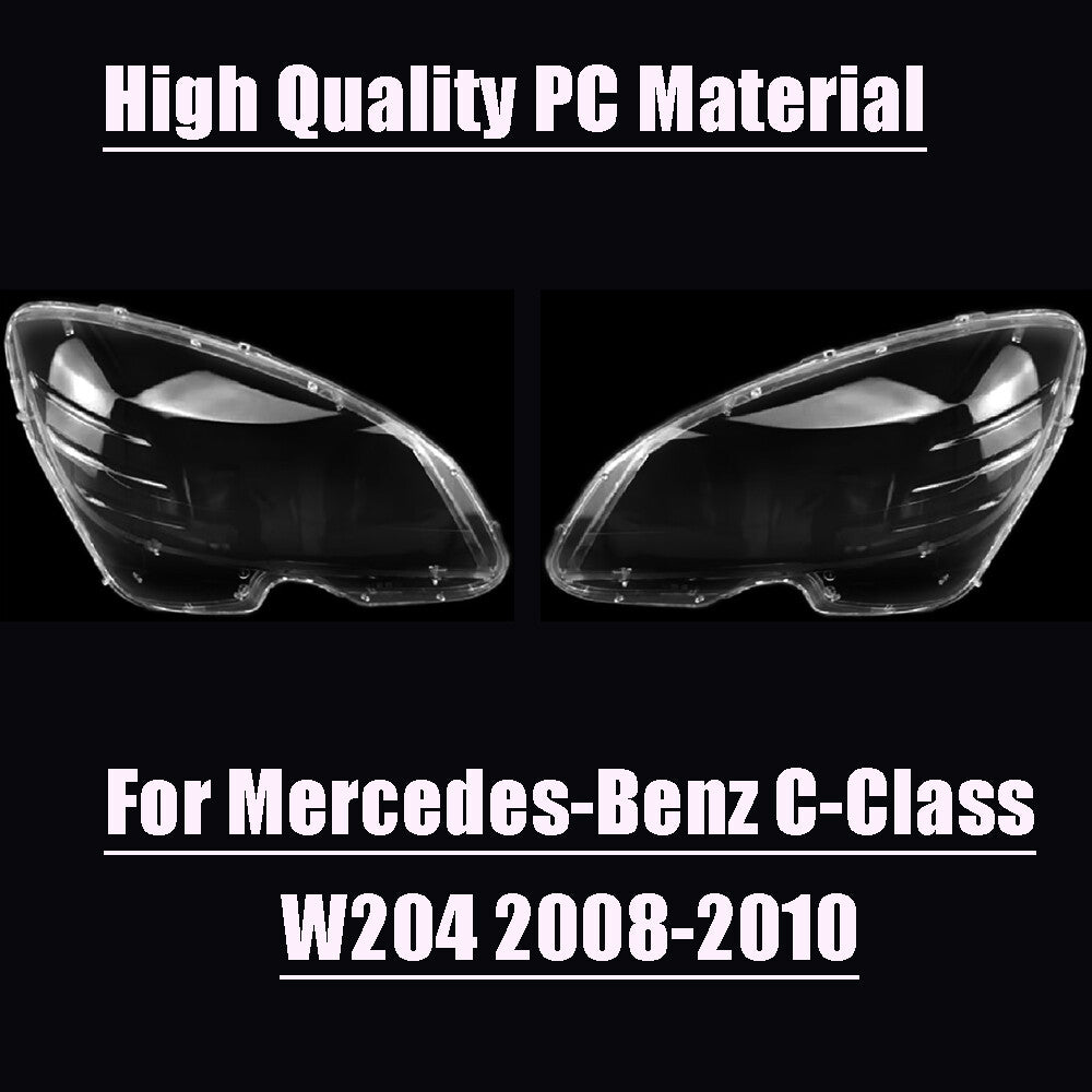 Two headlight lens covers for Mercedes-Benz C-Class W204, C180, and C200 (2008-11-)