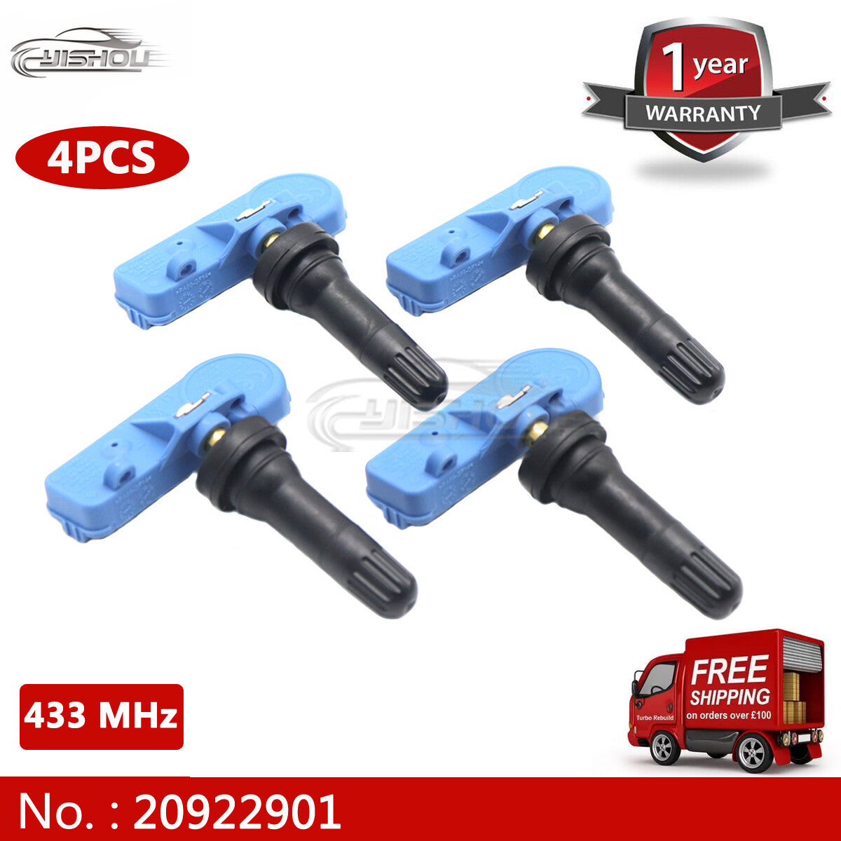 4-pack 433MHz Tire Pressure Sensor TPMS 20922901 for Buick , for Cadillac , for Chevrolet for GMC