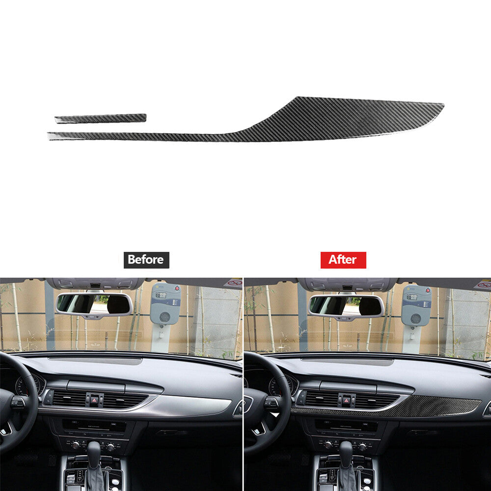 2PCS carbon fiber console decor strips trim for Audi A6 A7 2012-2018
