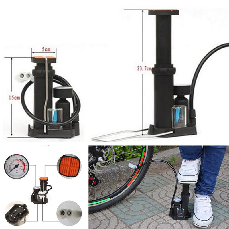 Motorcycle Pedal Cycling Wheel Pump Tyre Tire Inflator Inflating Portable Tool