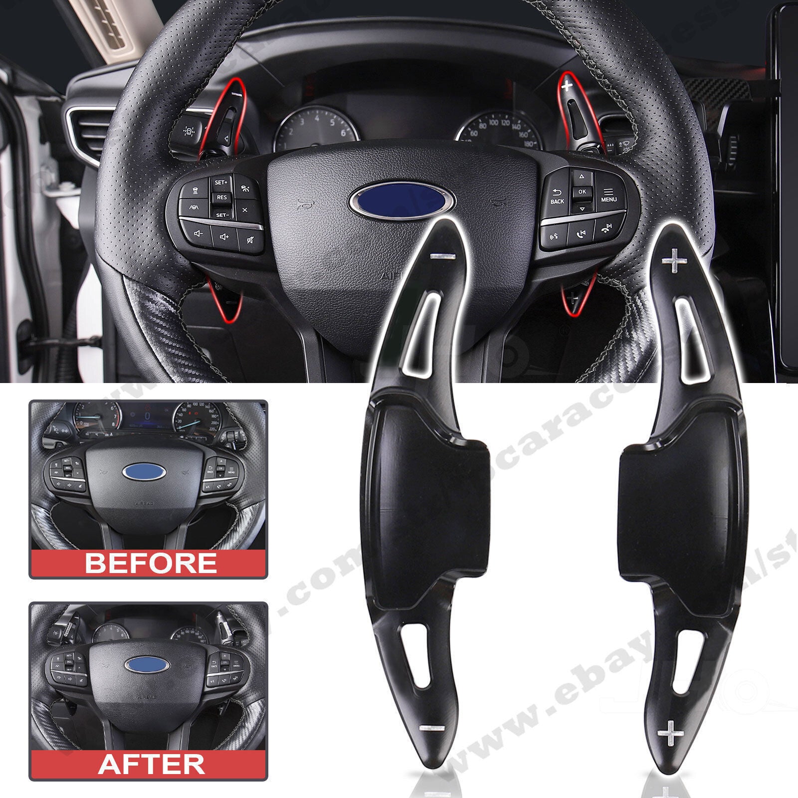 Steering Wheel Shift Paddle Shifter Extension Trim for Ford Explorer 2020 2021