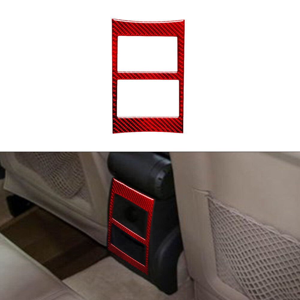 Red Carbon Fiber Armrest Box Rear Panel Trim Cover Bezel for Cadillac CTS 03-07