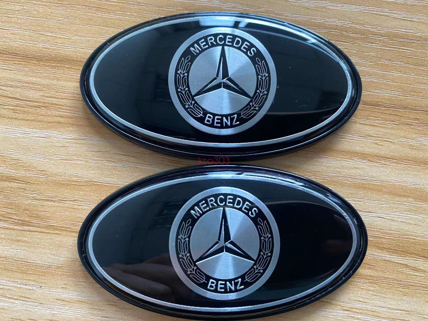 2-Pack Gloss Black Car Badge Stickers Side Skirt Fender Badge Logo for BENZ