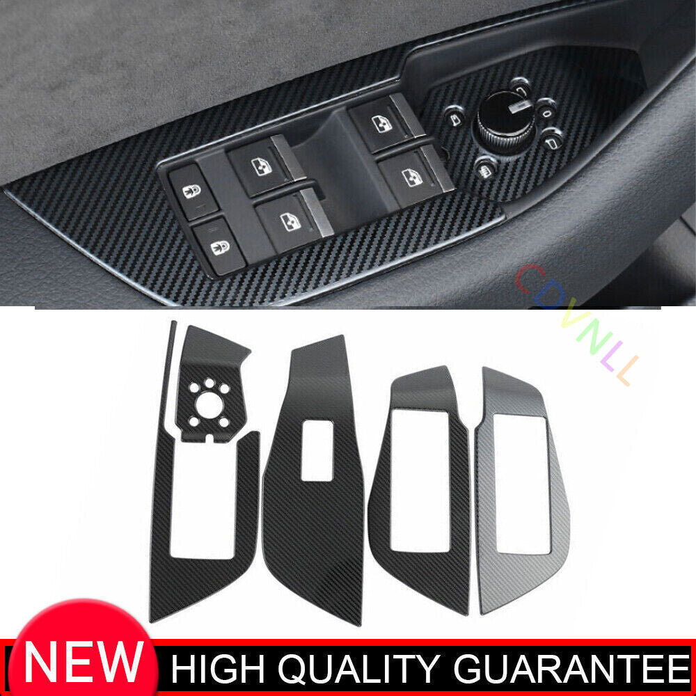 for Audi A6 A7 2019-24 Steel Carbon Fiber Door Window Switch Lift Cover Trim 4P