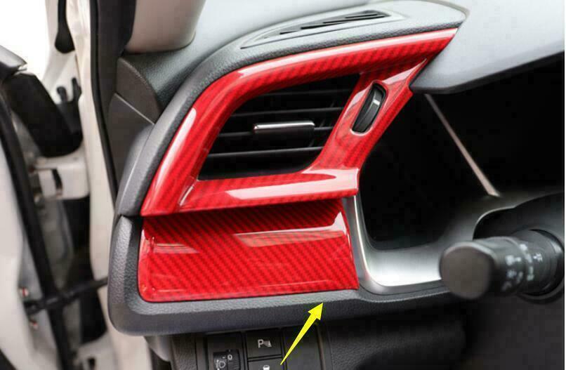 3X Car Dashboard Panel Cover Red Carbon Fiber ABS for Honda for Civic 10th 2016-2021