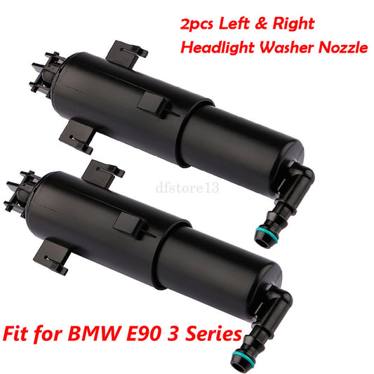 2-Piece Headlight Cleaning Sprayer Washer Nozzle Pump Cylinder for BMW E90 3 Series