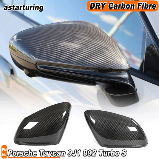 for Porsche Taycan 9J1 992 Turbo S 2019-24 Dry Carbon Side Mirror Cover Caps LHD