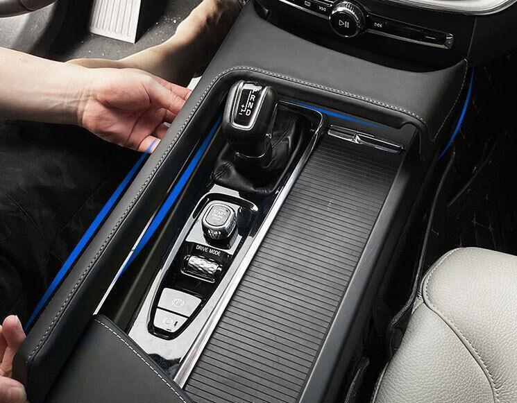 for Volvo S60 2019-2023 Black Leather Middle Console Gear Shift Frame Cover Trim