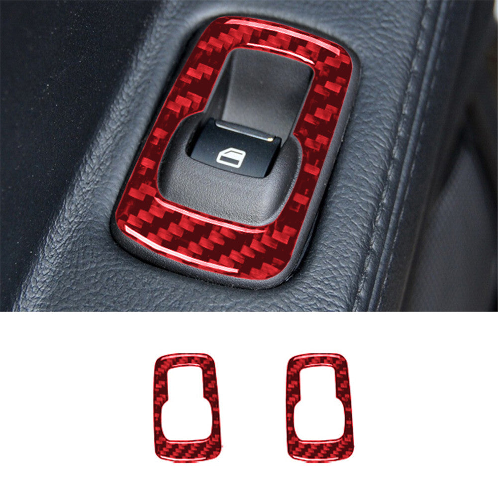 Carbon Fiber Window Switch Buttons Frame Trim for Ford Explorer 2011-2014 Red