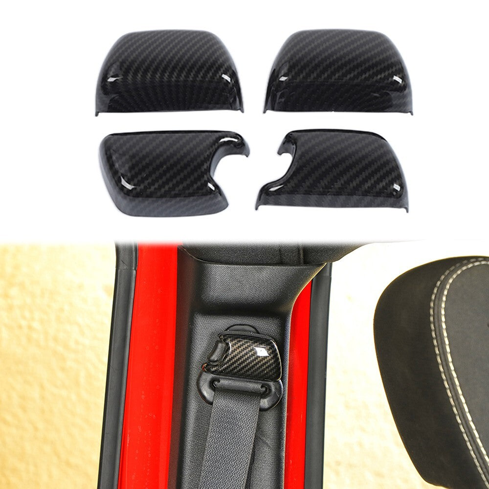 for Seat Safety Belt Buckle Cover Trim for Jeep for Wrangler JK 07-17 ABS Carbon Fiber