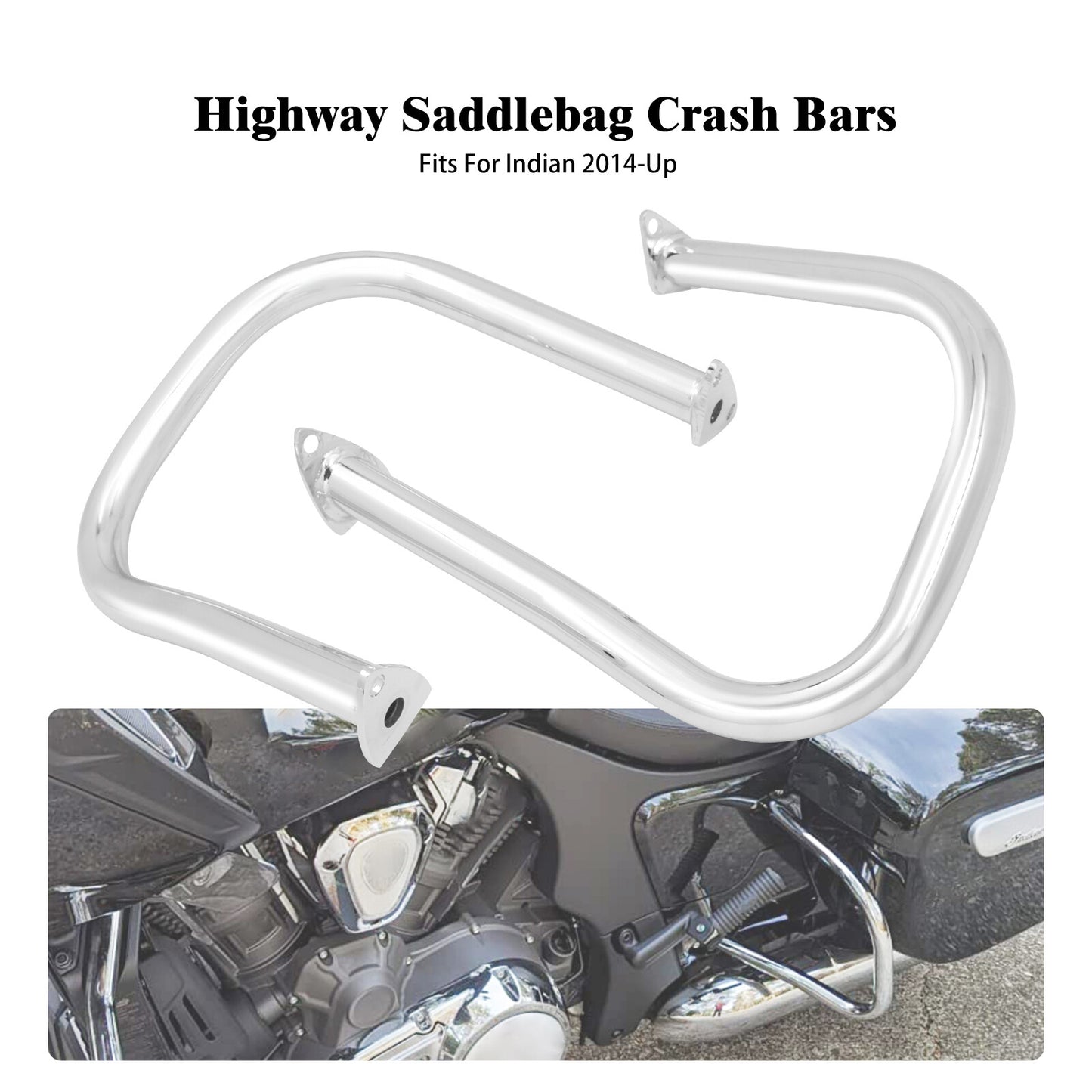 Chrome Rear Saddlebag Highway Guard Bars For Indian Chieftain Springfield 14-23