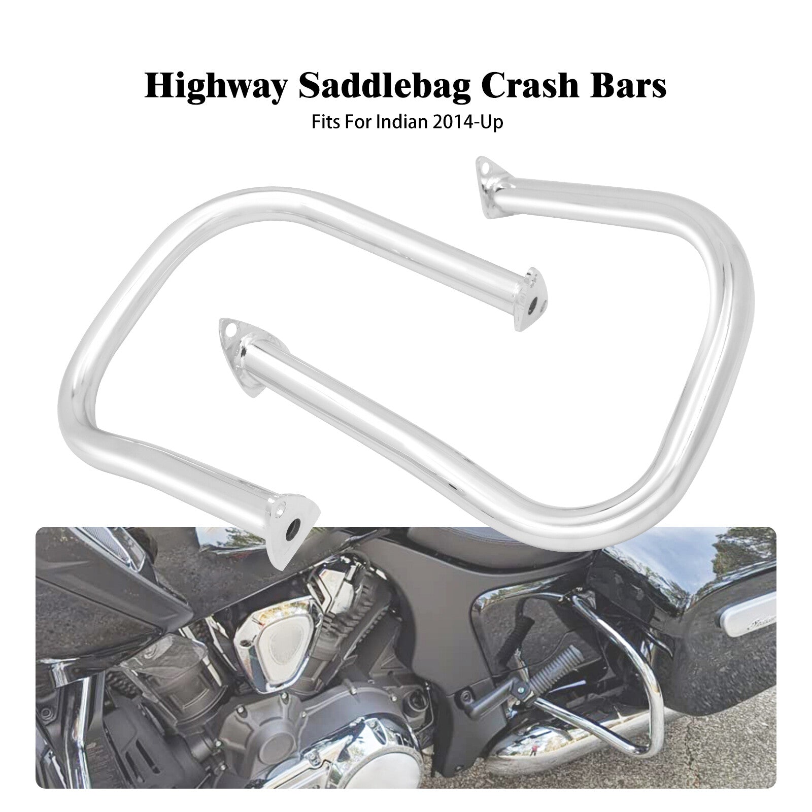 Chrome Rear Saddlebag Highway Guard Bars For Indian Chieftain Springfield 14-23