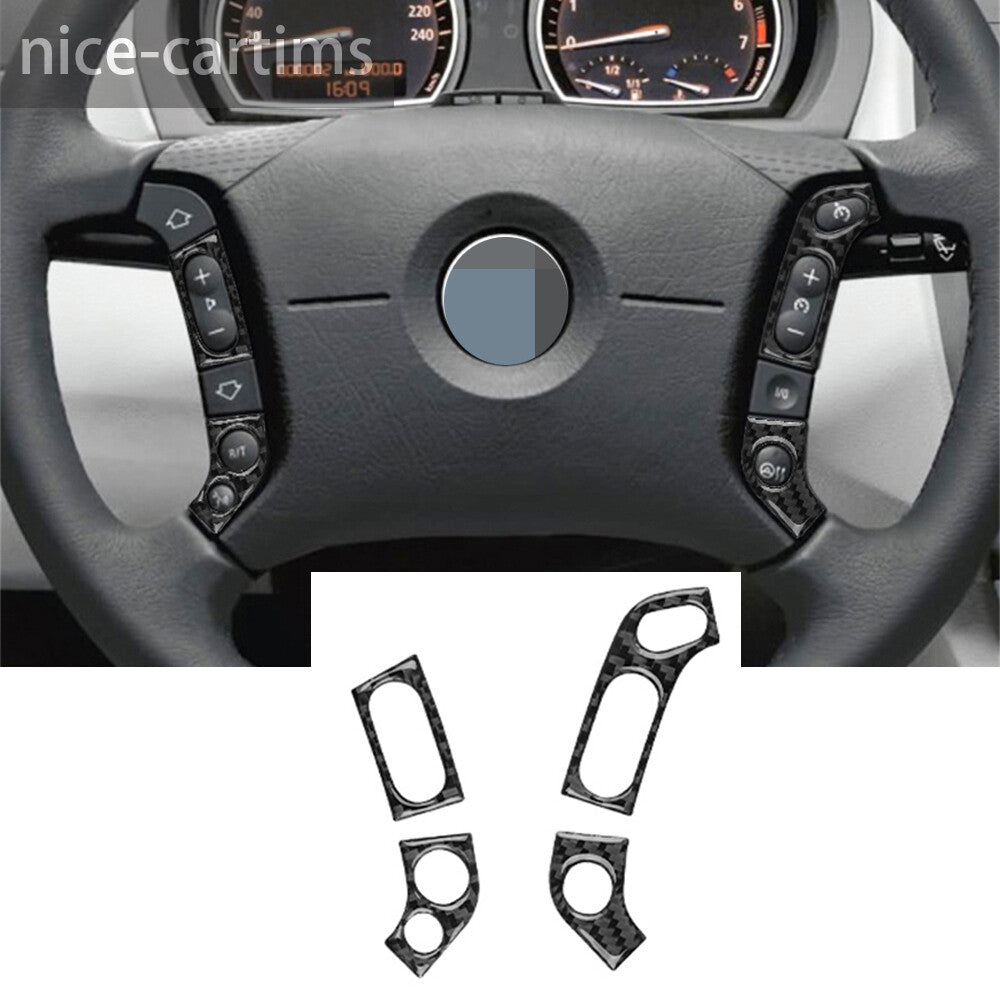 Carbon Fiber Interior Steering Wheel Button Decor Cover for BMW X3 E83 2004-2010