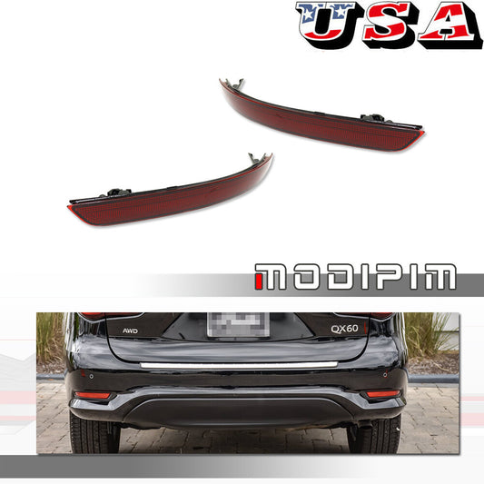 Rear bumper red reflector lens trim, 2-piece set for 2016-2020 for INFINITI QX60