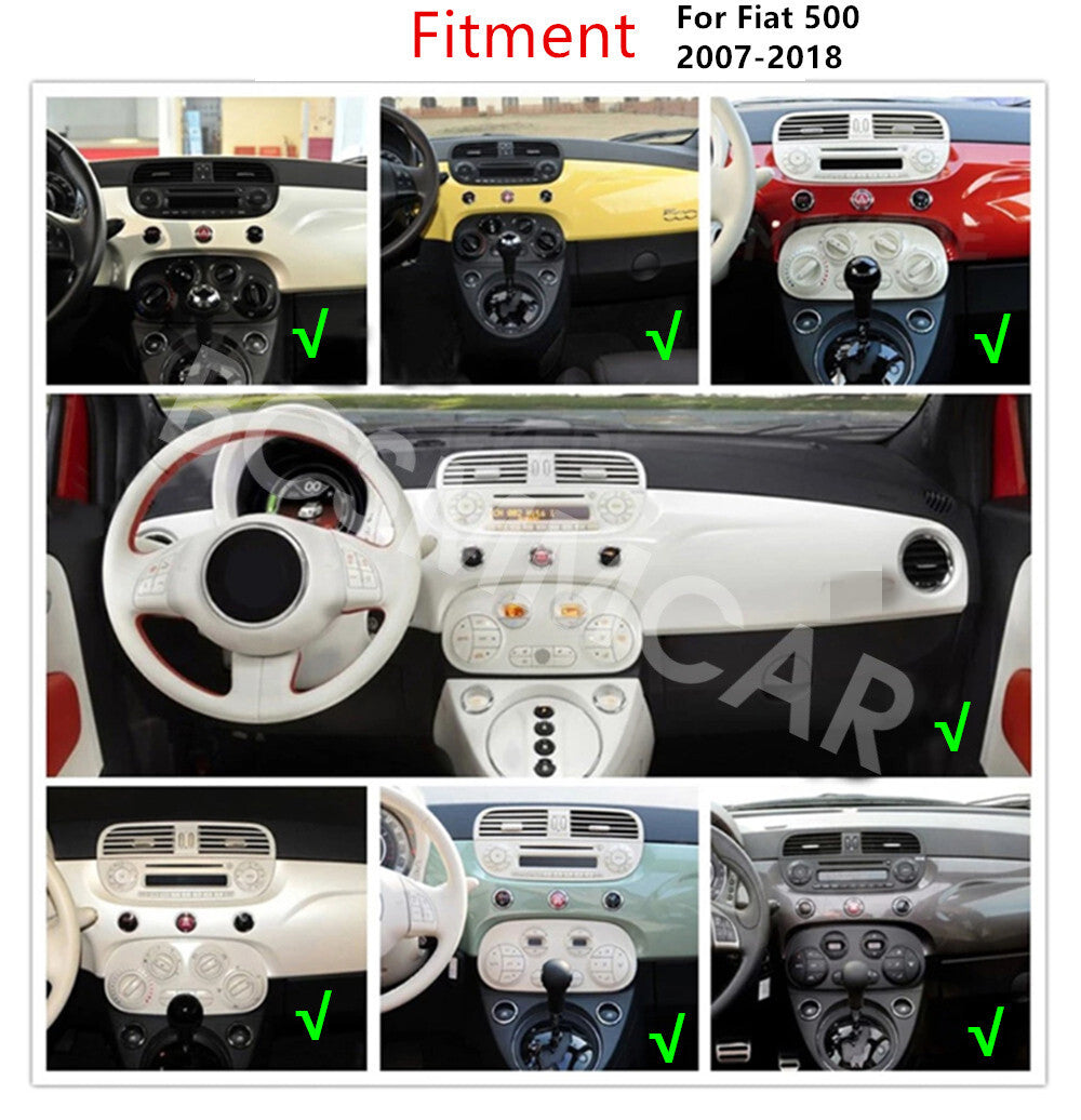 Android 14 Car MP5 Player Touch Screen GPS WiFi W/Cam Fit for Fiat 500 2007-2018
