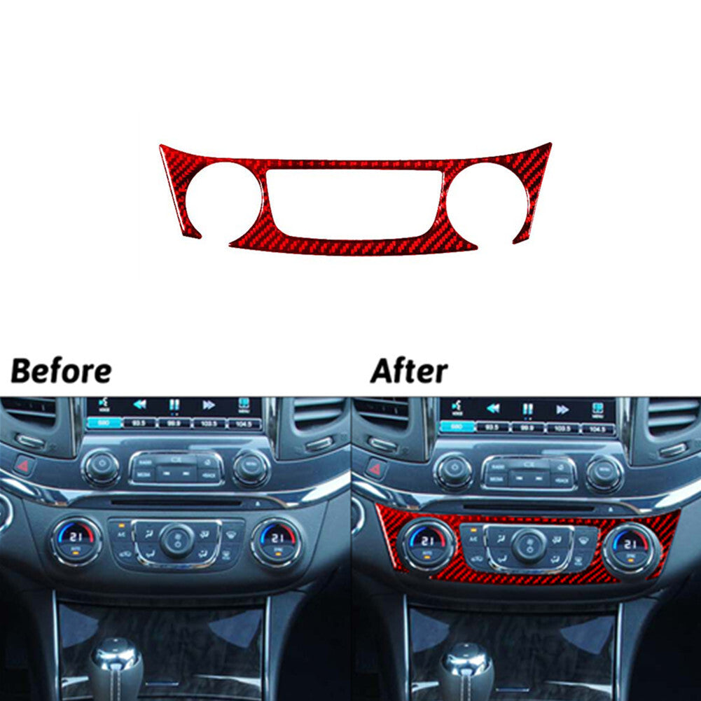 Red Carbon Fiber Air Conditioner Buttons Trim Cover for Chevy Impala 2014-2020