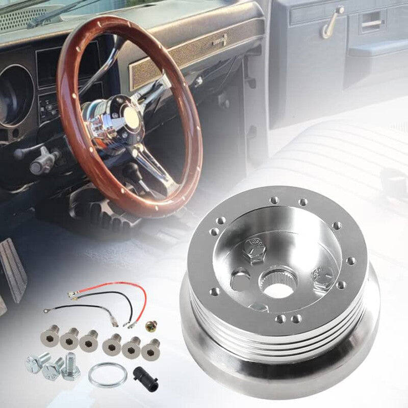 Car 5 6 hole steering wheel polished wheel adapter aluminum alloy silver
